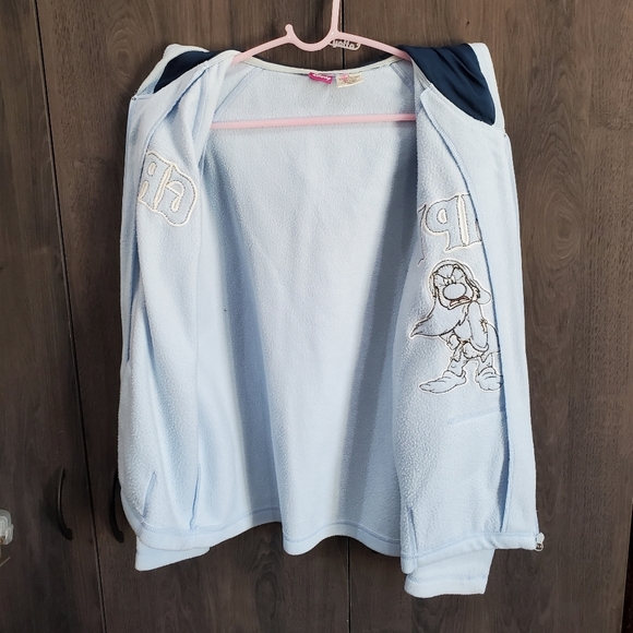 Vintage Disney Grumpy Fleece Zippered Hoodie 🌬 Baby Blue 👶 L👀K - Picture 5 of 11